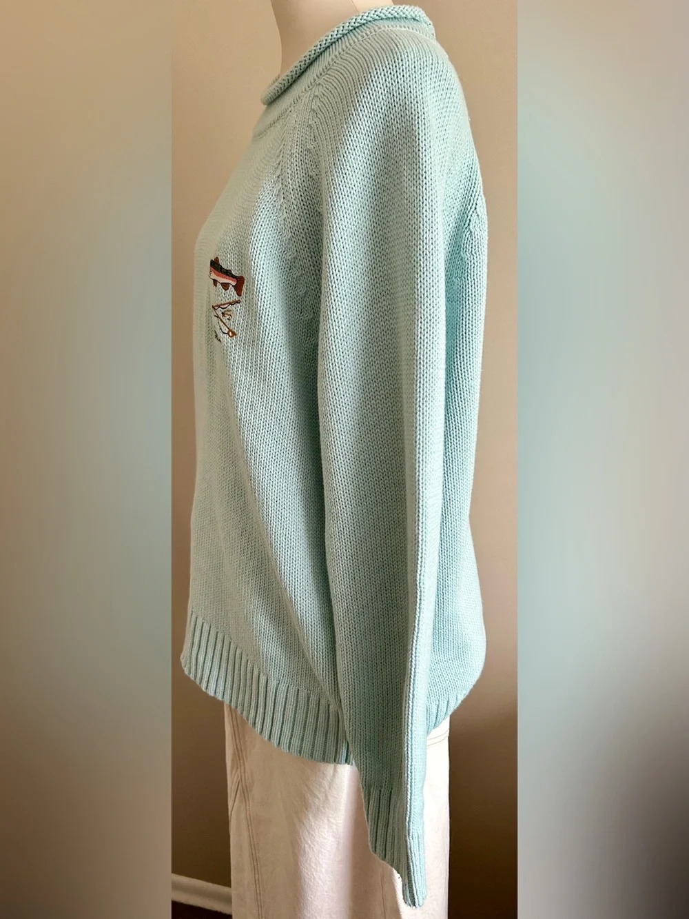NWT- LL Bean Signature Organic Cotton Roll-Neck Logo’d Sweater - Picture 6 of 10